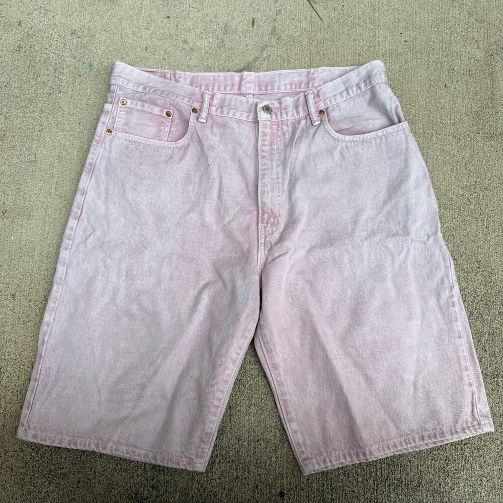 Levis Denim Shorts Mens 38 Pink 569 Loose Fit Jean Short Jorts Skater